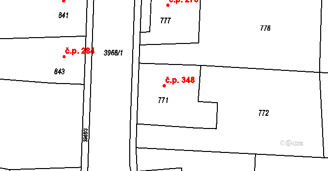 Horní Těrlicko 348, Těrlicko na parcele st. 771 v KÚ Horní Těrlicko, Katastrální mapa