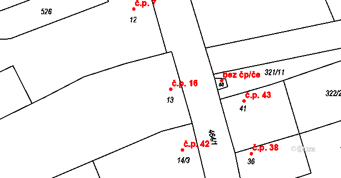 Hradišťko I 16, Veltruby na parcele st. 13 v KÚ Hradišťko I, Katastrální mapa