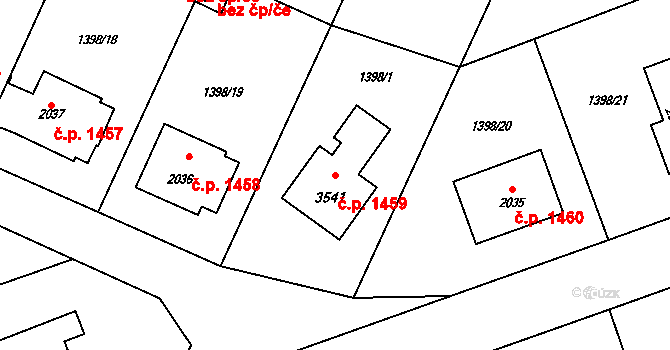 Rožnov pod Radhoštěm 1459 na parcele st. 3541 v KÚ Rožnov pod Radhoštěm, Katastrální mapa