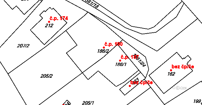 Rybník 190 na parcele st. 186/2 v KÚ Rybník u České Třebové, Katastrální mapa
