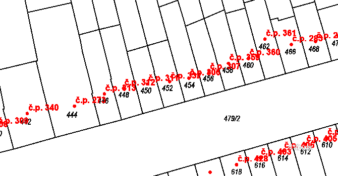 Maloměřice 332, Brno na parcele st. 452 v KÚ Maloměřice, Katastrální mapa