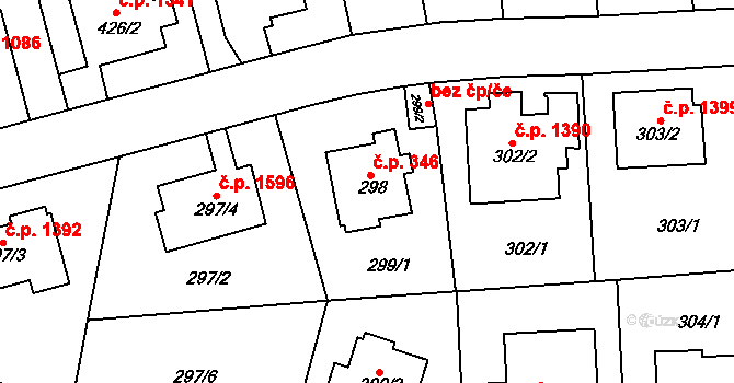 Krč 346, Praha na parcele st. 298 v KÚ Krč, Katastrální mapa