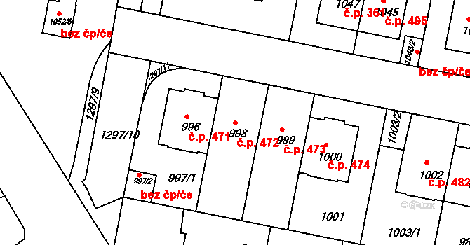 Liboc 472, Praha na parcele st. 998 v KÚ Liboc, Katastrální mapa