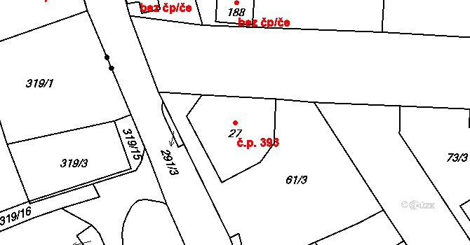 Chrastava 393 na parcele st. 27 v KÚ Chrastava II, Katastrální mapa