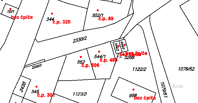 Kateřinky 488, Opava na parcele st. 544/1 v KÚ Kateřinky u Opavy, Katastrální mapa