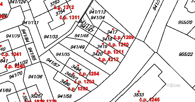 Sušice II 1212, Sušice na parcele st. 3420 v KÚ Sušice nad Otavou, Katastrální mapa