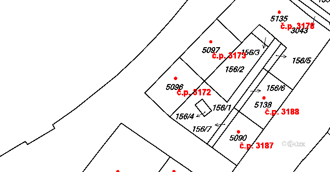 Břeclav 3172 na parcele st. 5096 v KÚ Břeclav, Katastrální mapa
