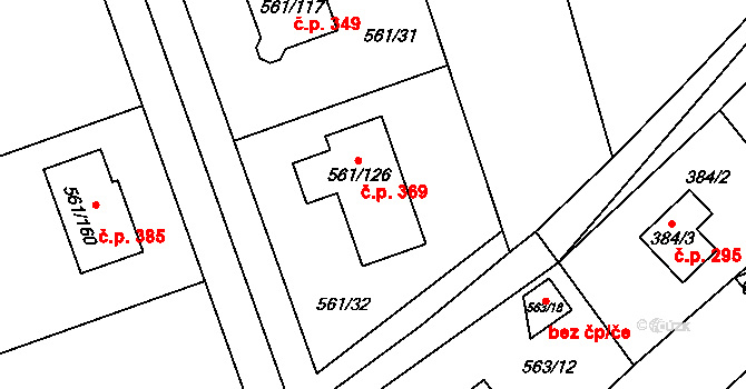 Třebestovice 369 na parcele st. 561/126 v KÚ Třebestovice, Katastrální mapa