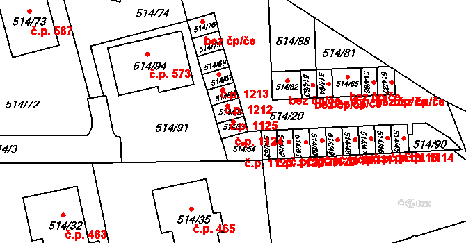 Dobšice 1124 na parcele st. 514/55 v KÚ Dobšice u Znojma, Katastrální mapa