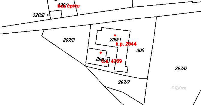 Helenín 4769, Jihlava na parcele st. 299/2 v KÚ Helenín, Katastrální mapa