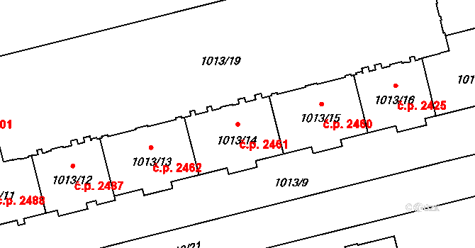 Moravská Ostrava 2461, Ostrava na parcele st. 1013/14 v KÚ Moravská Ostrava, Katastrální mapa