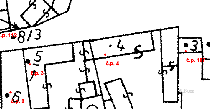 Heřmaň 4 na parcele st. 4 v KÚ Heřmaň, Katastrální mapa