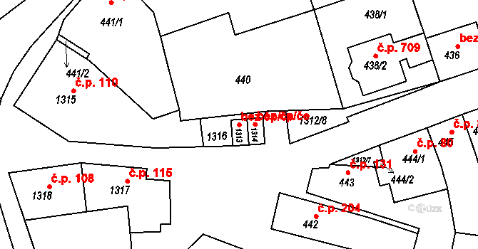 Velké Opatovice 38326230 na parcele st. 1313 v KÚ Velké Opatovice, Katastrální mapa