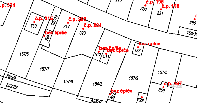 Hostomice 39107230 na parcele st. 512 v KÚ Hostomice nad Bílinou, Katastrální mapa
