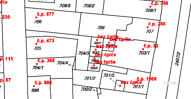 Teplice 39165230 na parcele st. 703/2 v KÚ Teplice-Trnovany, Katastrální mapa