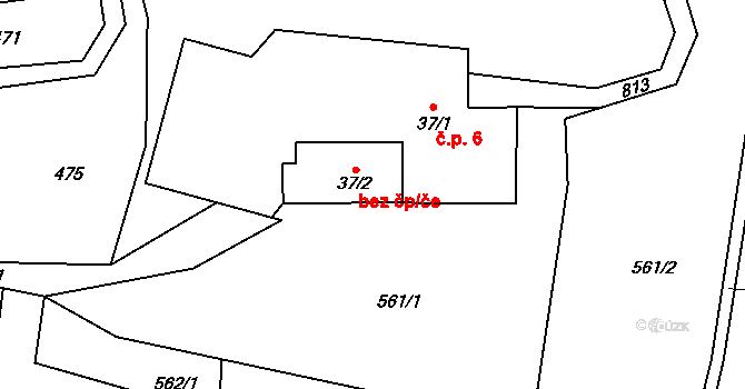 Malíkov 40136230 na parcele st. 37/2 v KÚ Malíkov, Katastrální mapa