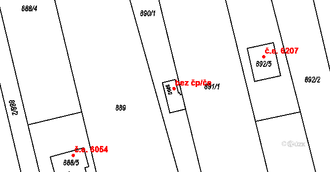 Znojmo 40958230 na parcele st. 890/2 v KÚ Oblekovice, Katastrální mapa