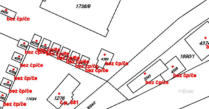 Rožnov pod Radhoštěm 41247230 na parcele st. 4399 v KÚ Rožnov pod Radhoštěm, Katastrální mapa
