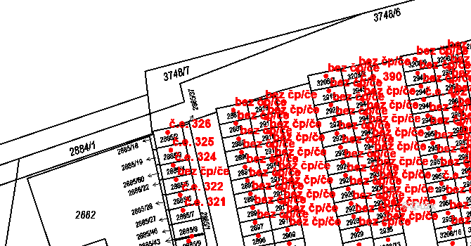 Orlová 43950230 na parcele st. 2888 v KÚ Horní Lutyně, Katastrální mapa