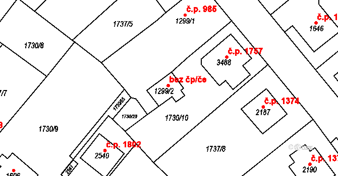 Čáslav 44007230 na parcele st. 1299/2 v KÚ Čáslav, Katastrální mapa