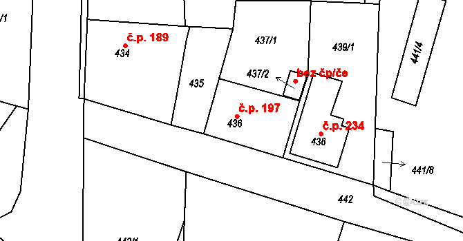 Kozolupy 197 na parcele st. 436 v KÚ Kozolupy u Plzně, Katastrální mapa