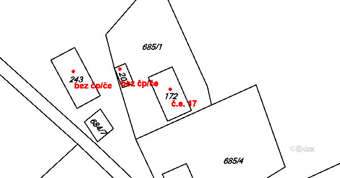 Kášovice 17, Řepeč na parcele st. 172 v KÚ Řepeč, Katastrální mapa