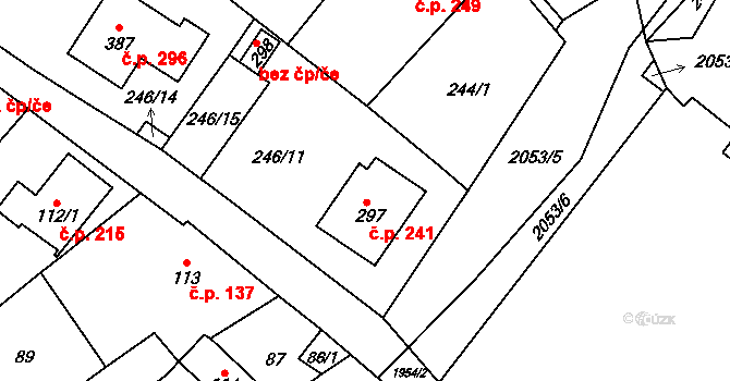 Všeruby 241 na parcele st. 297 v KÚ Všeruby u Plzně, Katastrální mapa