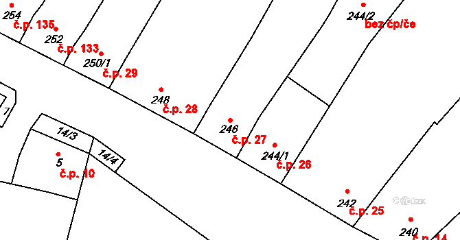 Rájec 27, Rájec-Jestřebí na parcele st. 246 v KÚ Rájec nad Svitavou, Katastrální mapa