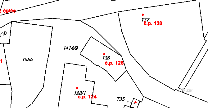 Lhenice 125 na parcele st. 130 v KÚ Lhenice, Katastrální mapa
