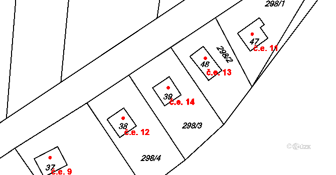 Robčice 14, Kozojedy na parcele st. 39 v KÚ Robčice, Katastrální mapa