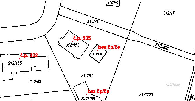 Praha 96352230 na parcele st. 312/154 v KÚ Benice, Katastrální mapa