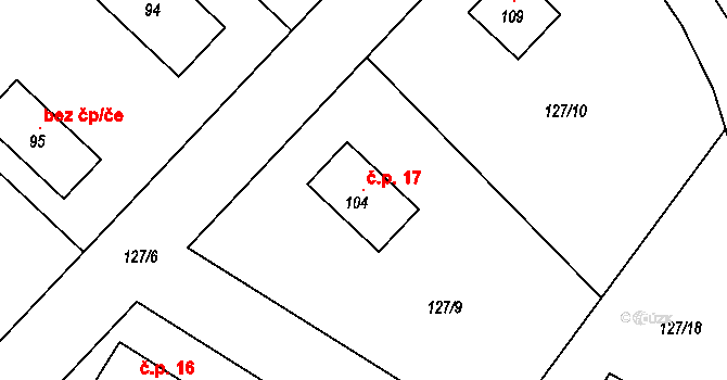 Soleček 17, Kněžmost na parcele st. 104 v KÚ Solec, Katastrální mapa