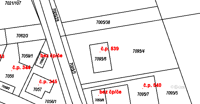 Staré Město 539 na parcele st. 7095/6 v KÚ Staré Město u Frýdku-Místku, Katastrální mapa
