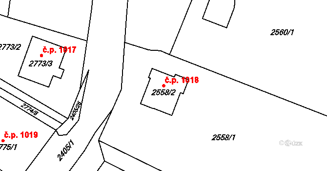 Rakšice 1018, Moravský Krumlov na parcele st. 2558/2 v KÚ Moravský Krumlov, Katastrální mapa