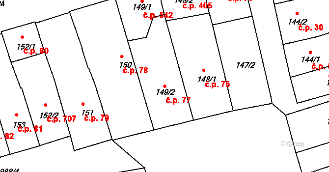 Lipník nad Bečvou I-Město 77, Lipník nad Bečvou na parcele st. 149/2 v KÚ Lipník nad Bečvou, Katastrální mapa