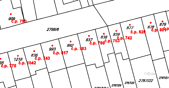 Lipník nad Bečvou I-Město 769, Lipník nad Bečvou na parcele st. 837 v KÚ Lipník nad Bečvou, Katastrální mapa