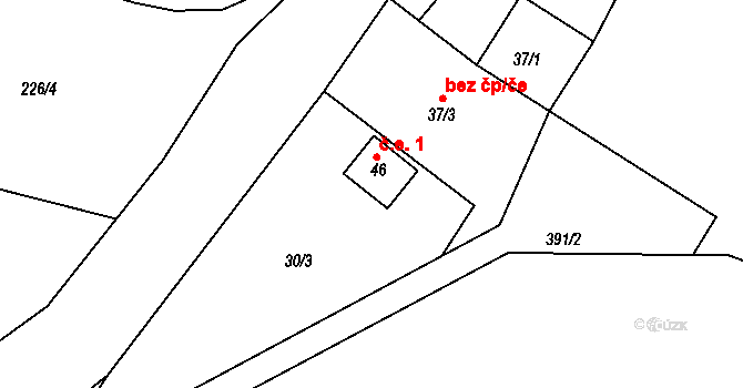 Týniště 1, Malešov na parcele st. 46 v KÚ Týniště u Malešova, Katastrální mapa