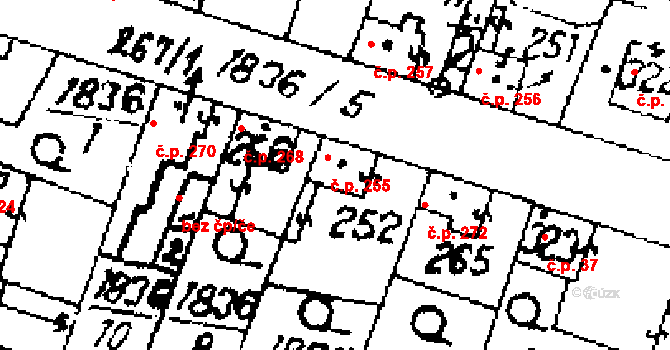 Přerov nad Labem 255 na parcele st. 252 v KÚ Přerov nad Labem, Katastrální mapa