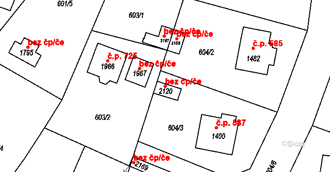 Kdyně 121017231 na parcele st. 2120 v KÚ Kdyně, Katastrální mapa