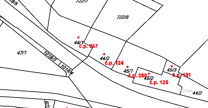 Brandýs nad Labem 124, Brandýs nad Labem-Stará Boleslav na parcele st. 44/2 v KÚ Brandýs nad Labem, Katastrální mapa