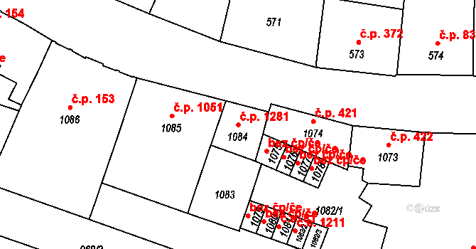 Děčín IV-Podmokly 1281, Děčín na parcele st. 1084 v KÚ Podmokly, Katastrální mapa