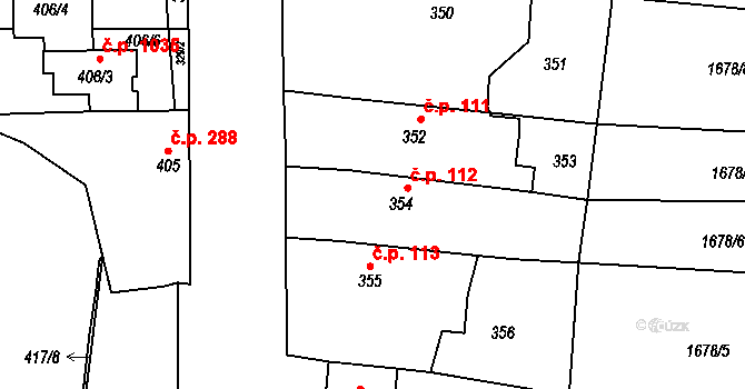 Kosmonosy 112 na parcele st. 354 v KÚ Kosmonosy, Katastrální mapa