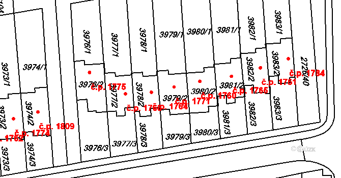 Tachov 1771 na parcele st. 3979/2 v KÚ Tachov, Katastrální mapa
