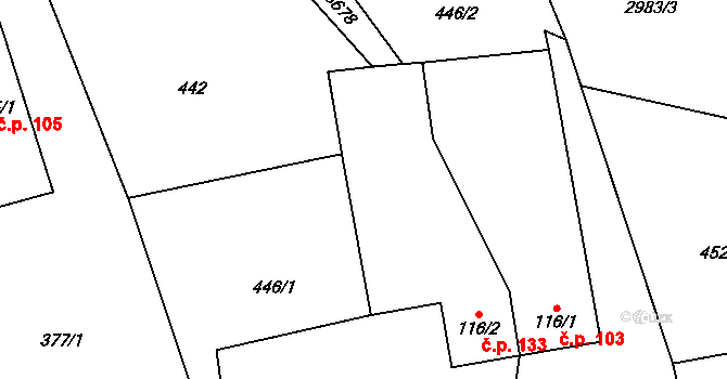 Boršov 133, Moravská Třebová na parcele st. 116/2 v KÚ Boršov u Moravské Třebové, Katastrální mapa