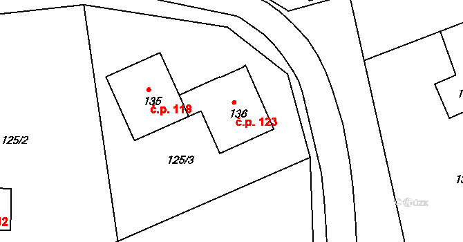 Jankovice 123 na parcele st. 136 v KÚ Jankovice u Holešova, Katastrální mapa