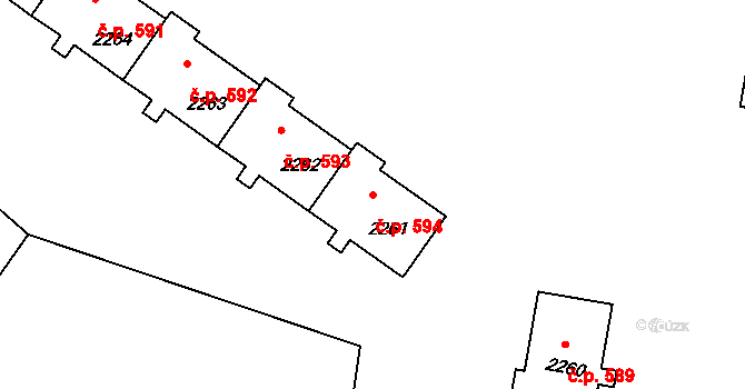 Mimoň I 594, Mimoň na parcele st. 2261 v KÚ Mimoň, Katastrální mapa