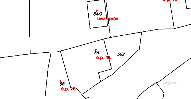 Vesec u Sobotky 14, Libošovice na parcele st. 55 v KÚ Vesec u Sobotky, Katastrální mapa