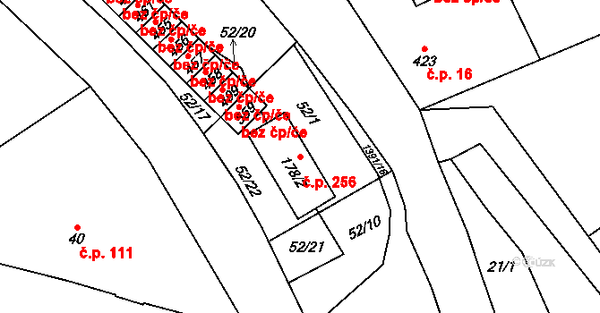Stará Paka 256 na parcele st. 178/2 v KÚ Stará Paka, Katastrální mapa