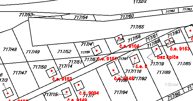 Svádov 9151, Ústí nad Labem na parcele st. 717/4 v KÚ Svádov, Katastrální mapa