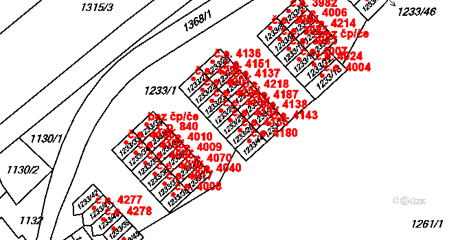 Bukov 4134, Ústí nad Labem na parcele st. 1233/25 v KÚ Bukov, Katastrální mapa